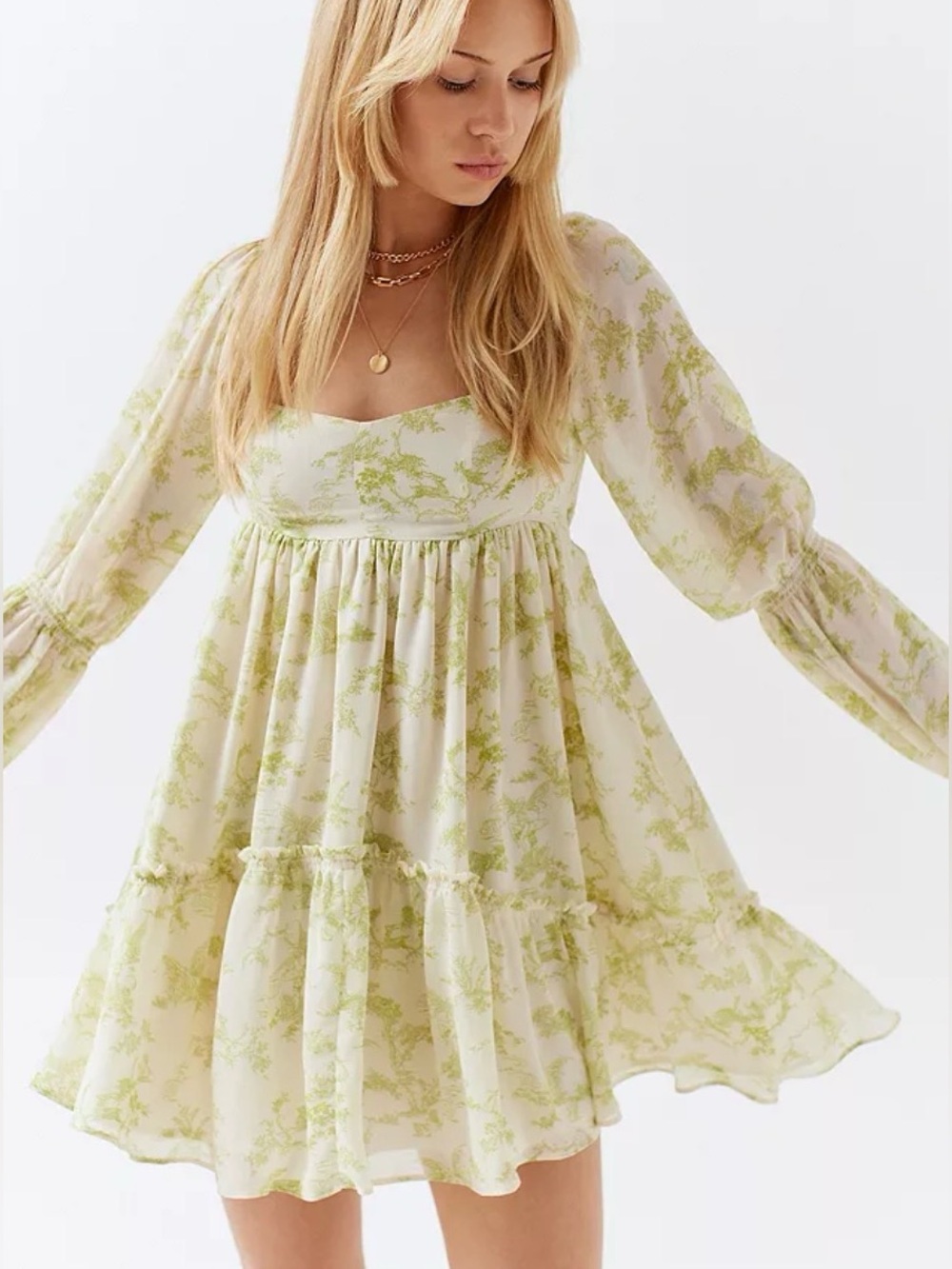 Urban Outfitters Lannette Toile Fairy Cottagecore Mini Dress M